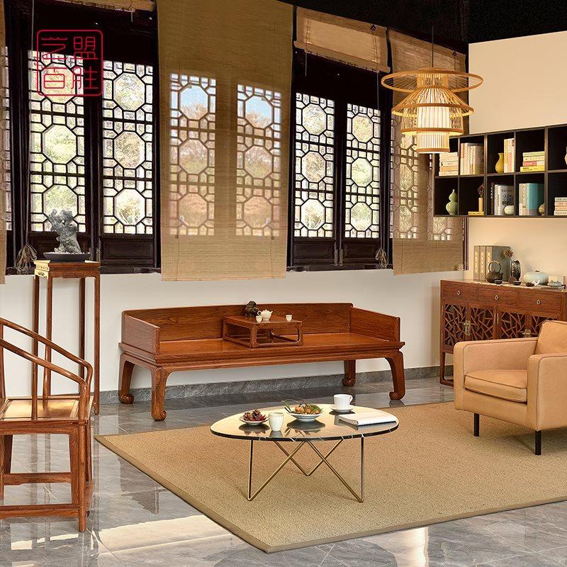 缅甸花梨罗汉红木独板素面明式卧榻睡榻禅意罗汉床