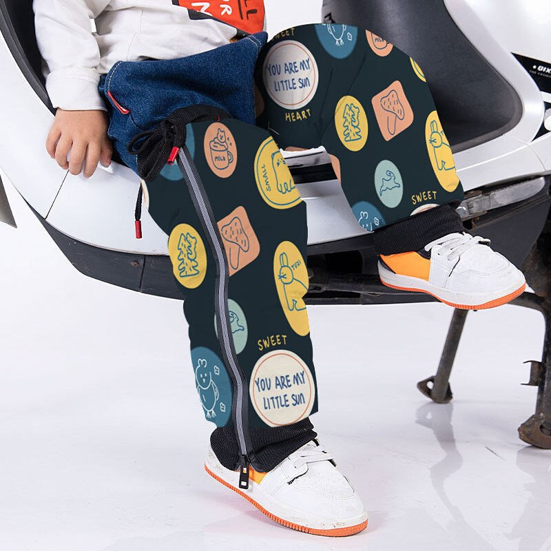 儿童护膝保暖冬季电动车上学骑车挡风全包护腿套加厚加绒卡通护膝