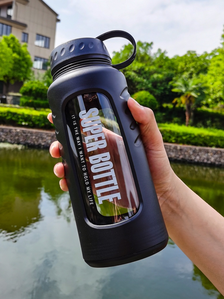 1500ml大容量玻璃杯便携水杯双层防摔泡茶茶杯夏天玻璃杯