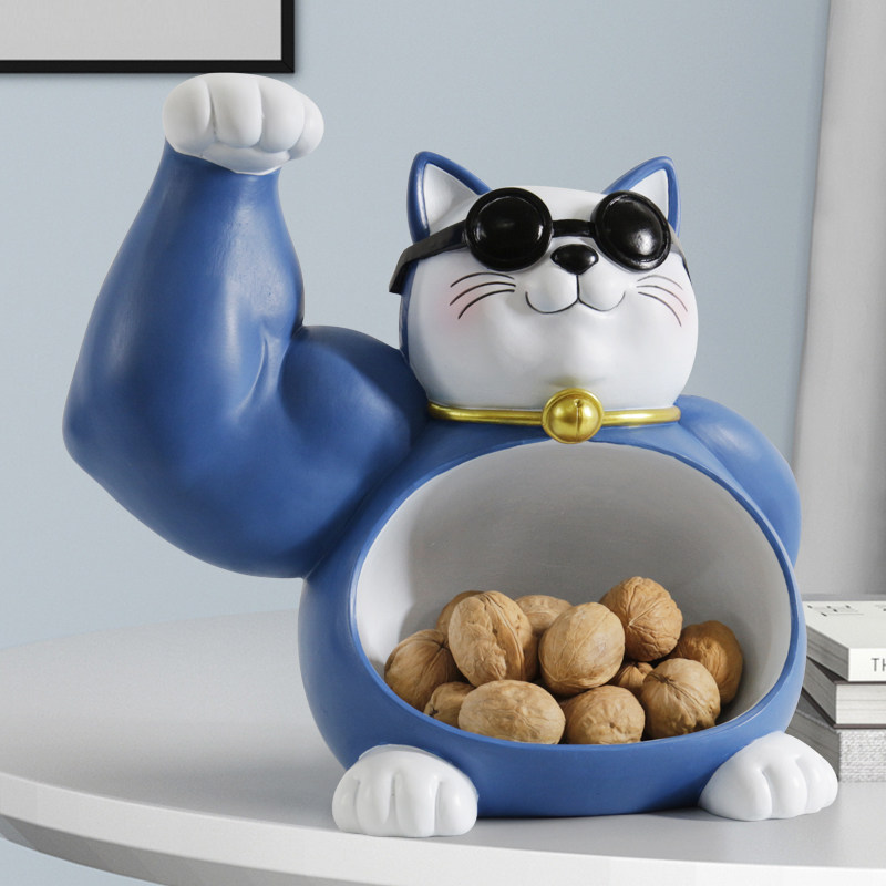 新家猫居居新装招品饰厅好房客迁匙玄收财钥实件摆件