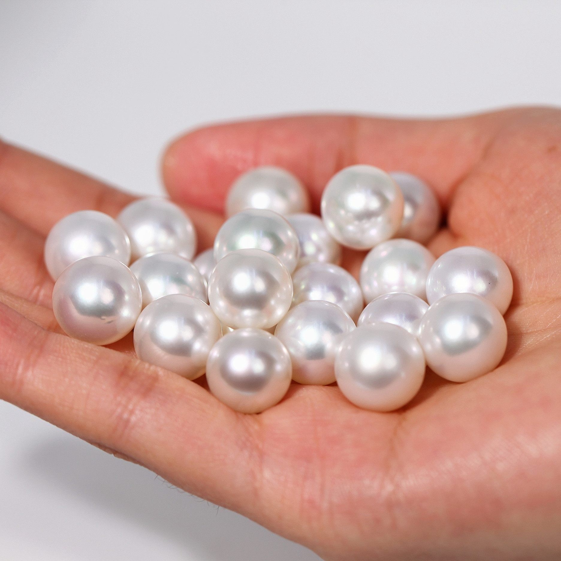 angeperle天使之泪18k白珍珠耳钉11-12mm耳饰