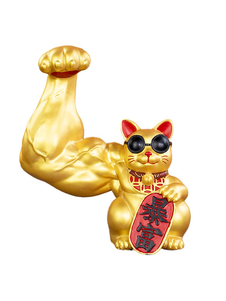 大猫财摆招件财礼开劫装饰品品客力臂麒麟猫收台招财猫