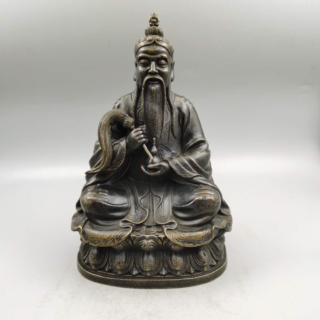 纯铜太上老君神像家用供奉元阳上帝道祖上德装饰摆件
