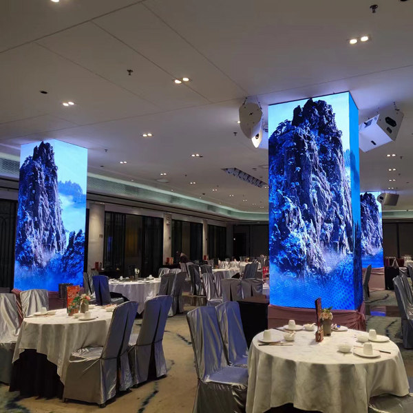 立柱led显示屏室内全彩柱子异形柔性圆柱展厅led显示屏