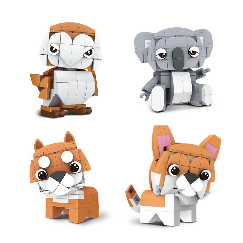 拼插乐高积木拼装动物狗狗企鹅柯基男孩子益智建构