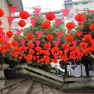 三角旗小彩旗g五彩家具城新年快乐装饰挂饰幼儿园花园小红旗节日