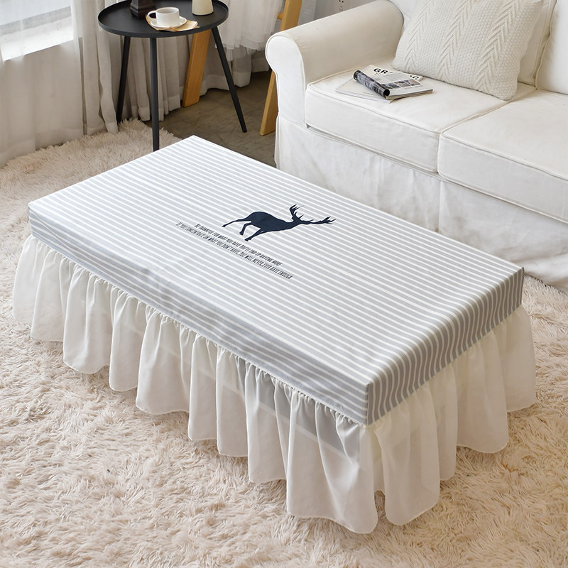新欧风格茶几套罩j全包防水ins客厅茶几桌布套裙长方形防尘罩蕾丝