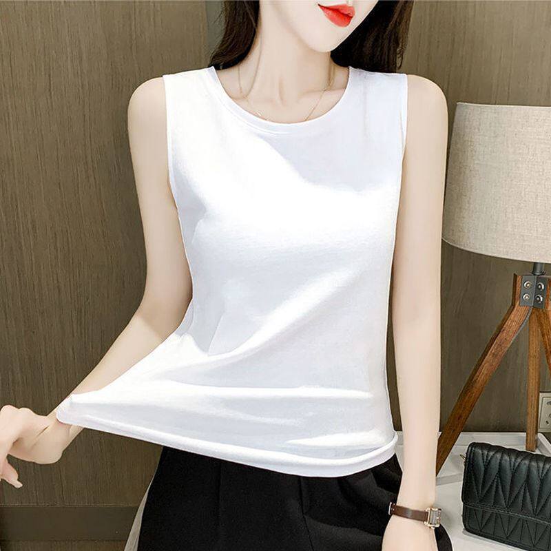 白色宽松上衣内搭西装吊带坎袖背心外穿恤夏背心吊带