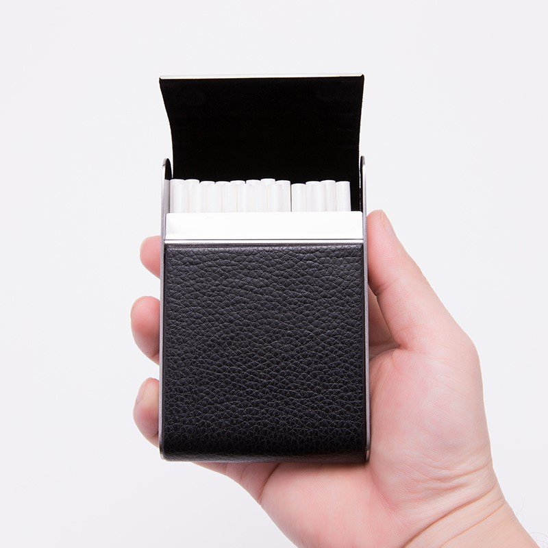 新品中支烟盒20支男士加长细烟经典贴皮翻盖烟盒