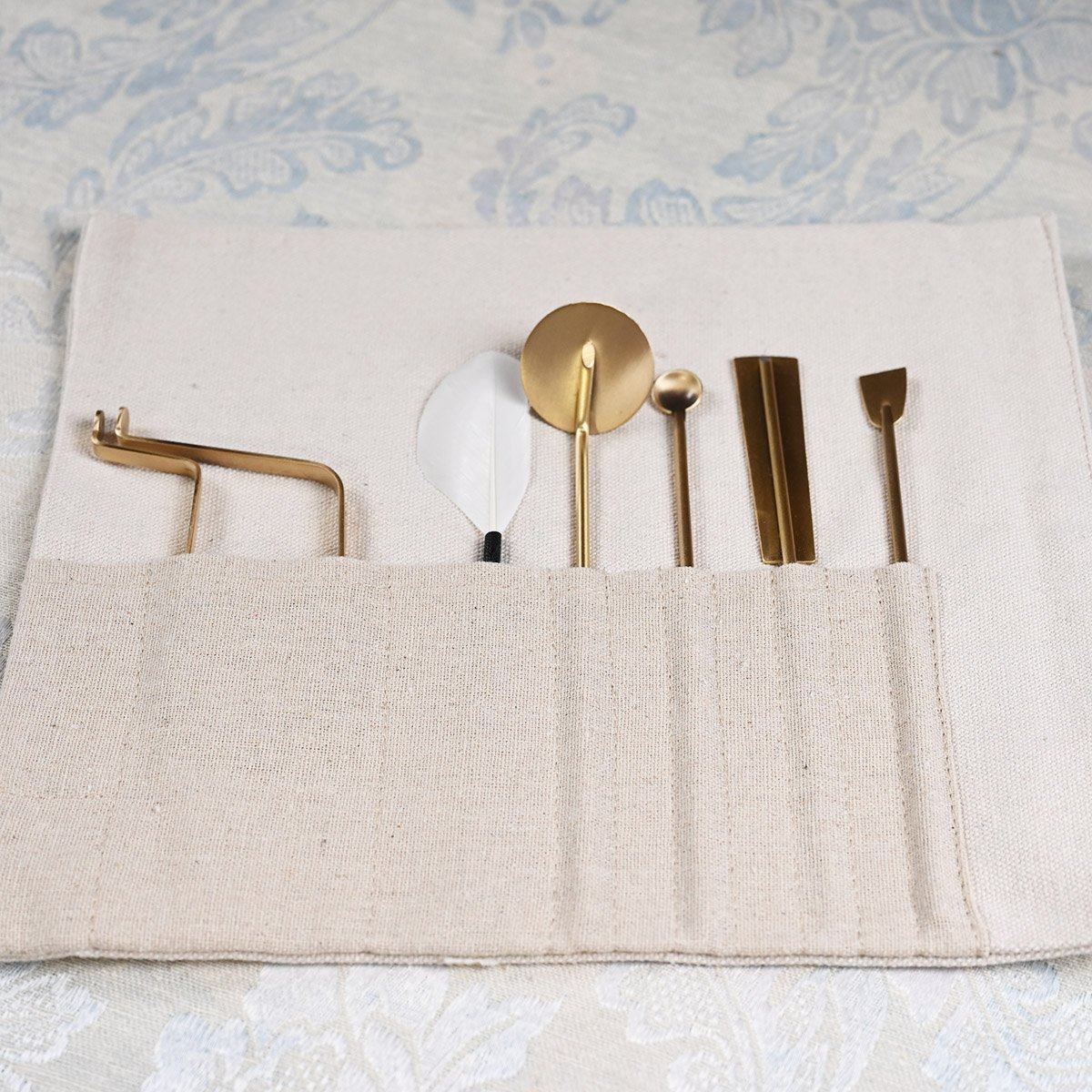 新品香具七件套篆香隔火熏香入门香艺工具可搭配香巾收纳袋赠6icm