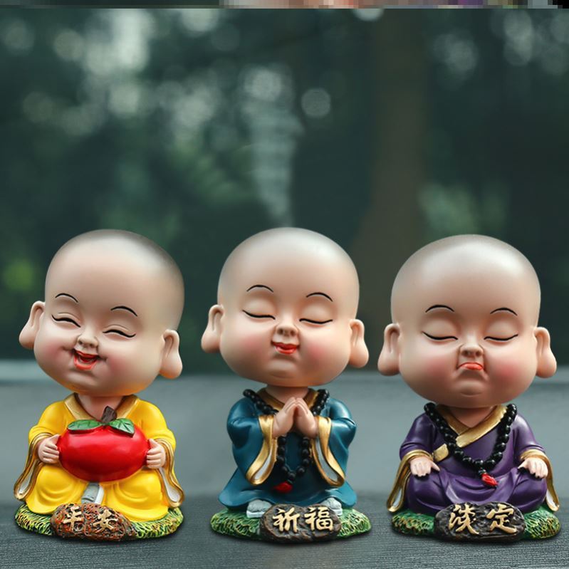 摆件小和尚璐雅精品店璐艺恺汽车家居寓意平安淡定摆件