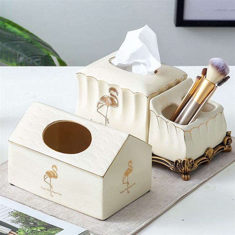 欧式客厅茶几抽纸器纸巾巾多功能遥控盒收纳盒美式餐盒纸盒陶瓷
