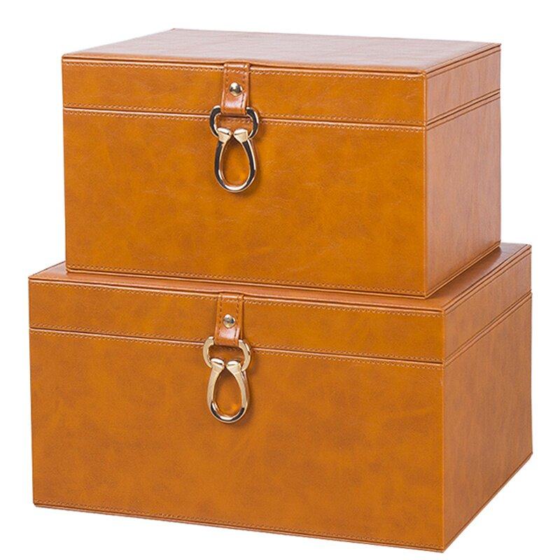 新品皮革收纳箱宫廷风皮箱箱子复古衣帽间衣柜收纳箱