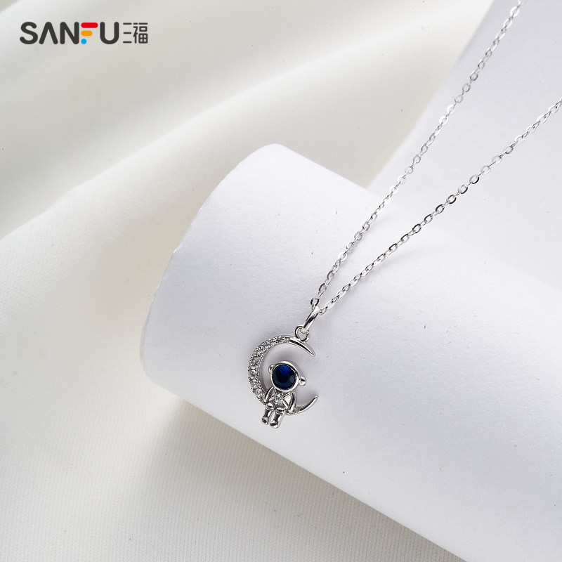 三福银星星空依月项链单条时尚气质设计首饰项链