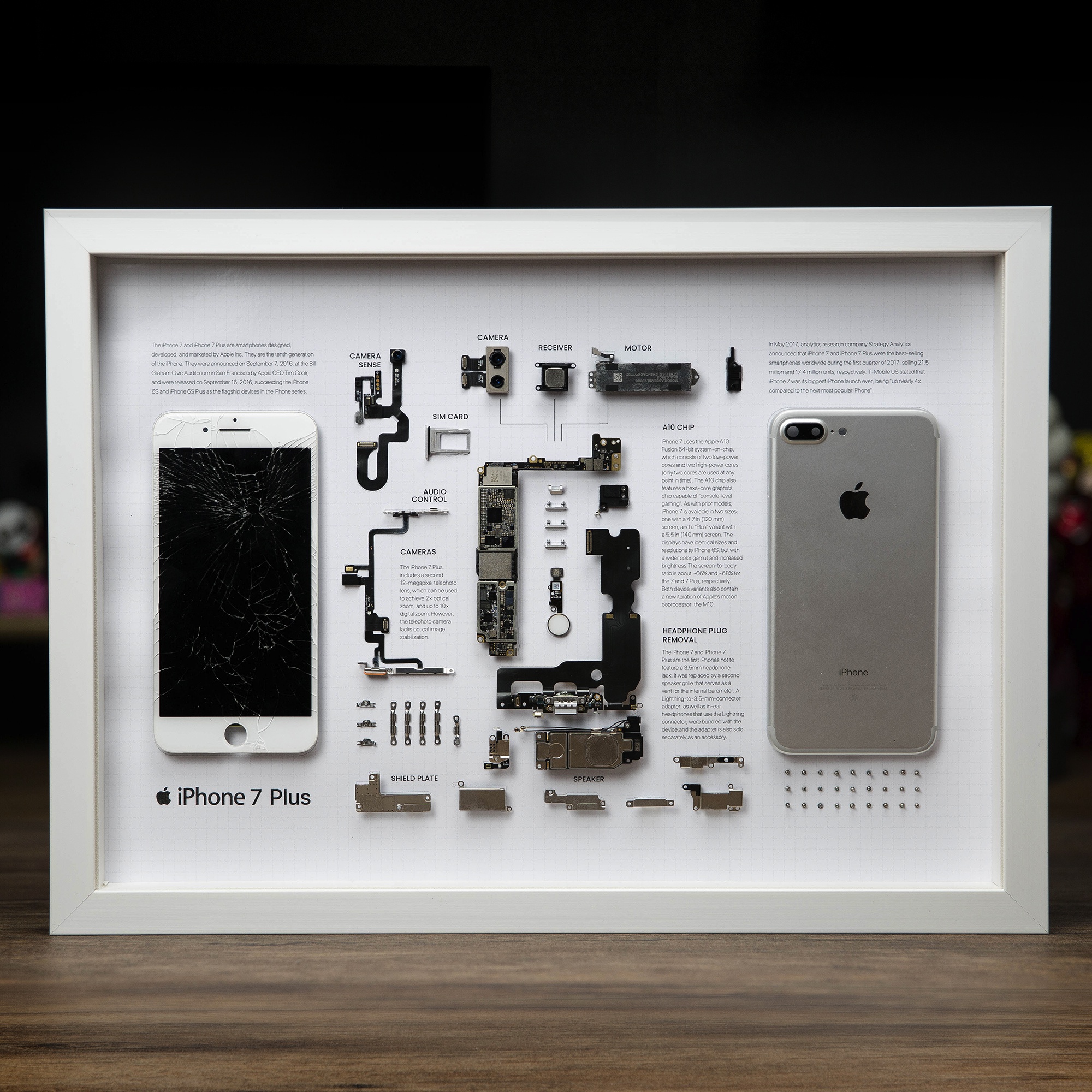 苹果手机拆机装裱工具图纸零件拆解收藏画框相框