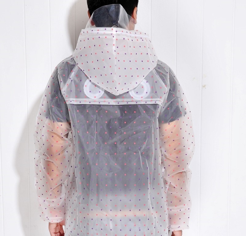 时尚圆点雨衣上衣eva塑料雨成人男女情侣防风挡雨走路款短款透气
