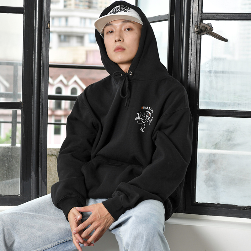 minderrorbackboyhoodie卡通男孩头像宽松加绒连帽衫情侣卫衣