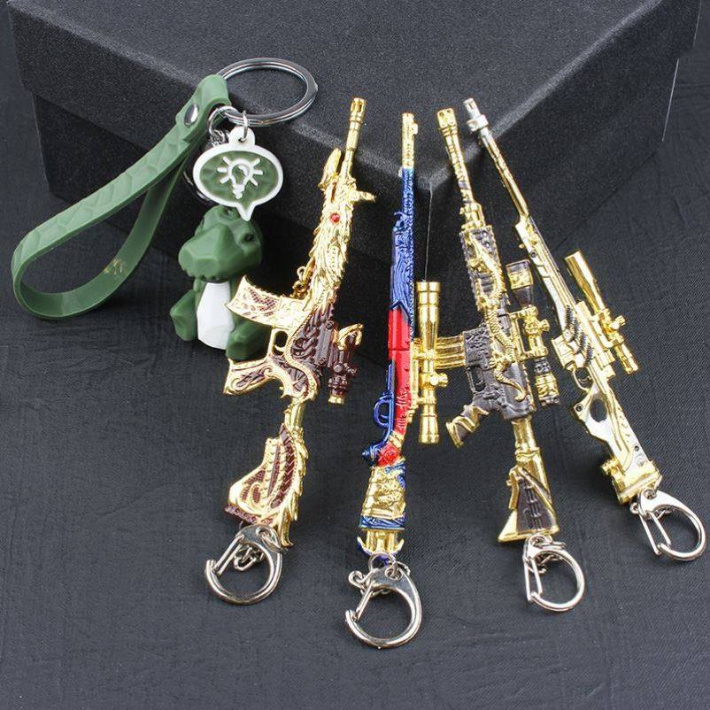 荒野吃鸡游戏周边武器mk60重机枪mk860合金模型钥匙扣