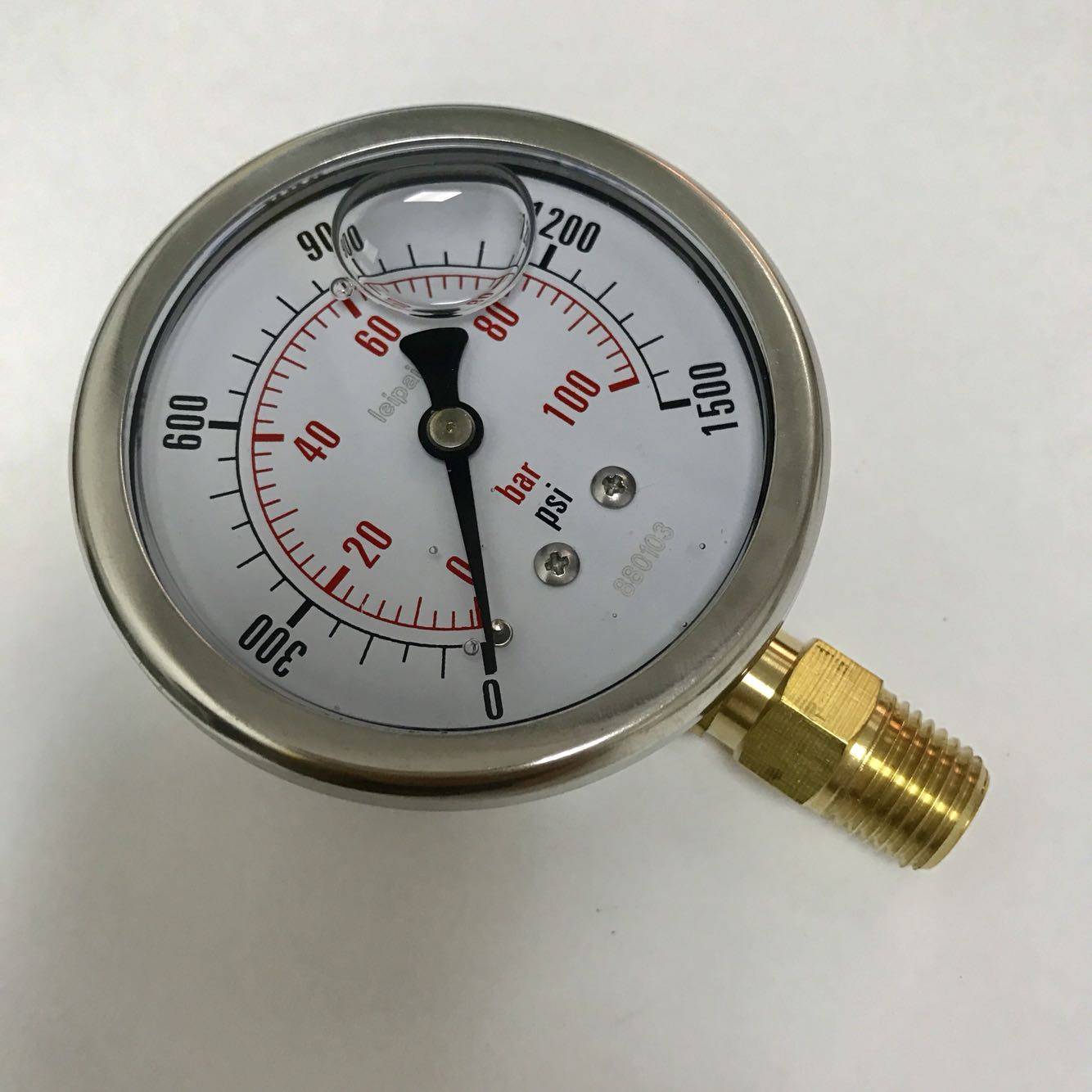 压力螺纹充油1500psi100bar压力表表式直径npt1m63mm耐震usb多功能