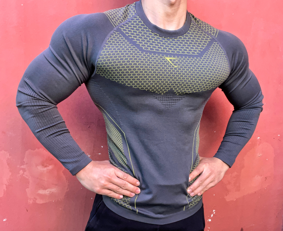 网红肌肉鲨鱼gymshark紧身衣超级英雄新款健身长袖健身衣