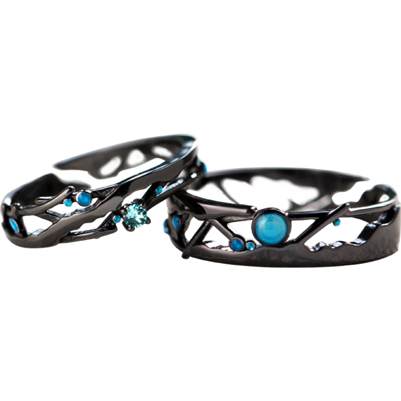 花芽遇见情侣戒指纯银简约日韩开口潮人个性戒指