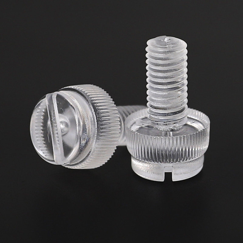 开槽m3m4m5m6m8透明pc亚克力一字手拧螺丝钉尼龙滚花螺钉