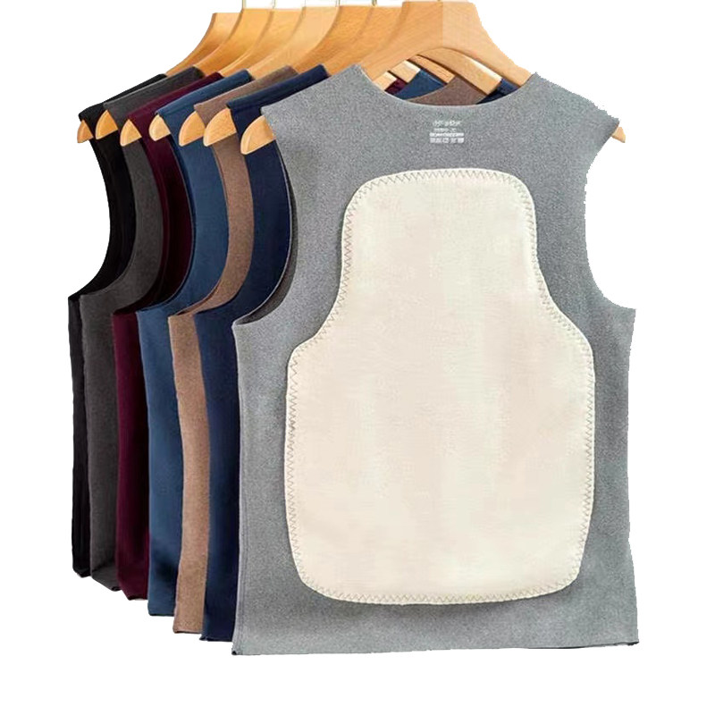 德绒无痕贴片保暖背心男士秋冬季内穿加绒加厚背心