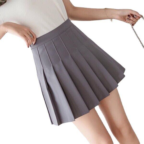 百褶裙女夏高腰短裙甜辣a字显瘦大码防走光小个子半身裙子秋多色