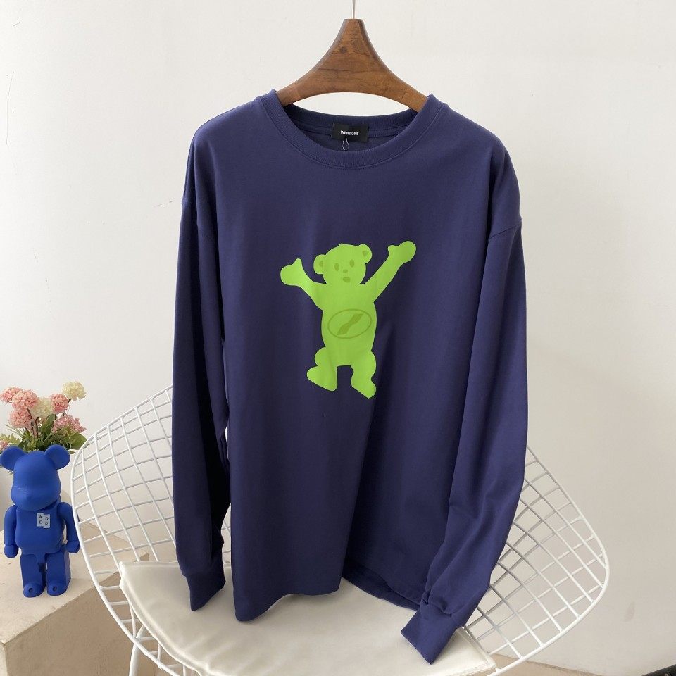 we11done秋季情侣植绒小熊打底衫welldone圆领休闲卫衣长袖男女潮