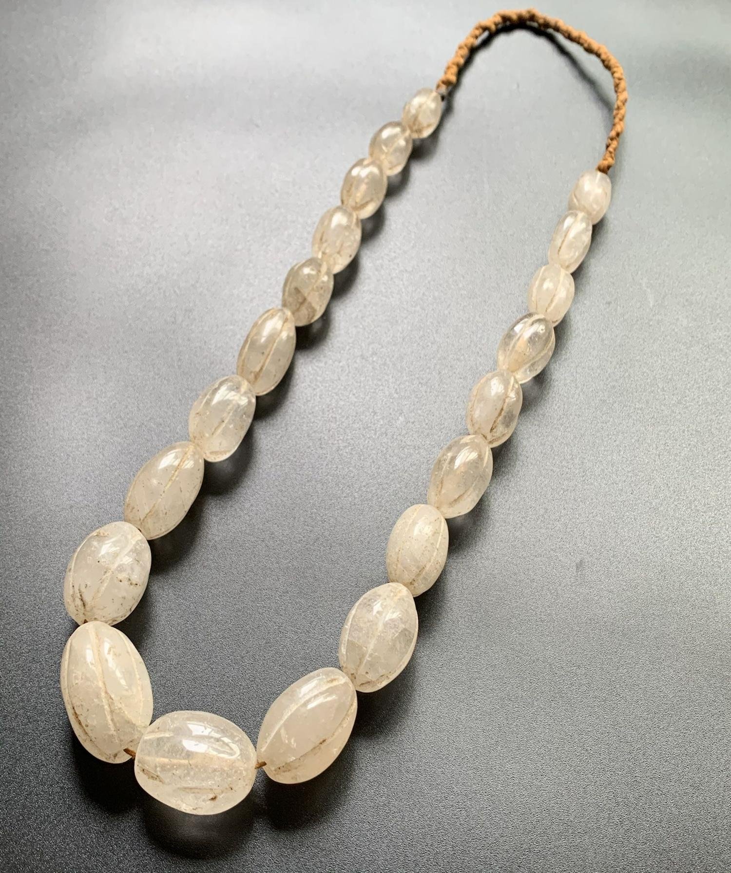 老矿尼泊尔天然老白水晶项链古董老物藏式饰品项链