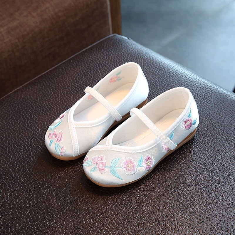 女童古装汉服演出舞蹈鞋小女孩中大童单鞋中国风绣花鞋儿童民族风