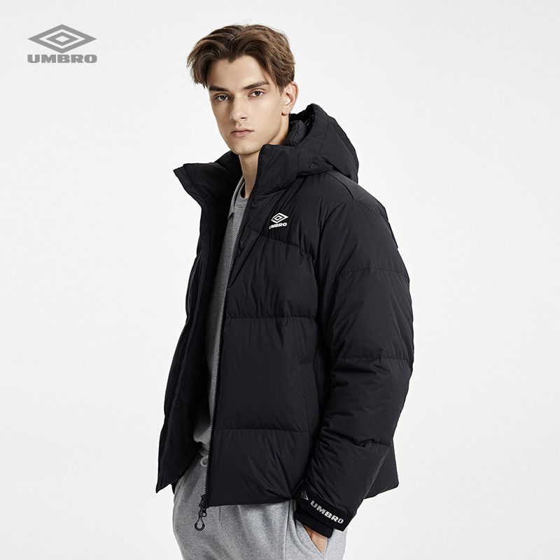 umbro茵宝男女女同羽绒服冬季字母连帽可拆卸鸭绒瑜伽外套