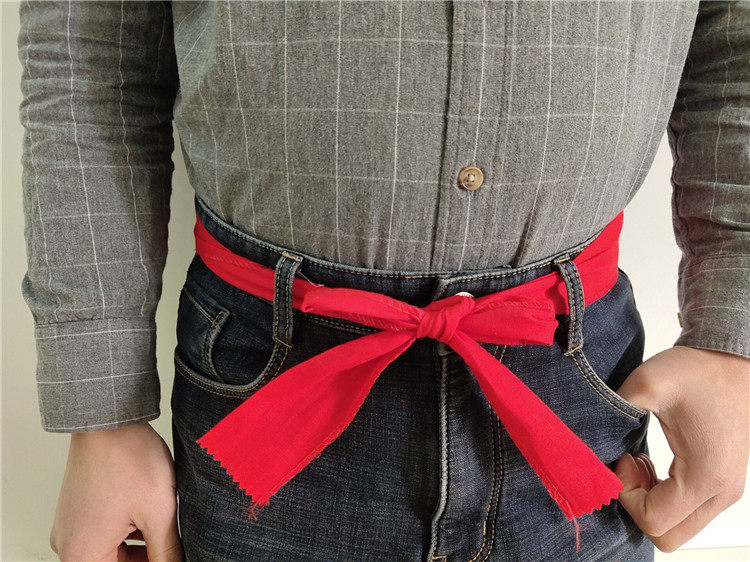 腰带虎年大红棉布本命年双层平安红布腰带