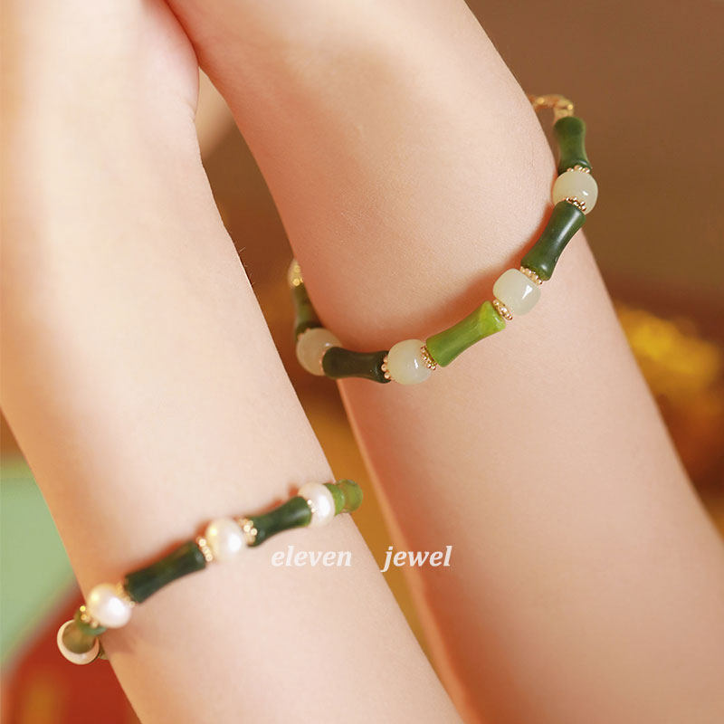 上岸橄榄石珍珠竹节手链女国潮新中式简约复古手链