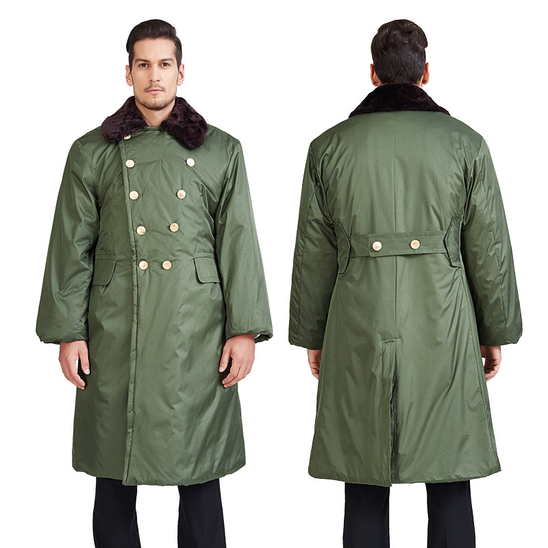 棉大衣绿男冬季加厚长款保安棉服冷库防寒劳保军迷大衣