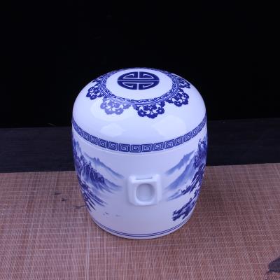 景德镇青花陶瓷骨灰盒骨灰山水灰罐双盖罐殡葬用品骨灰盒
