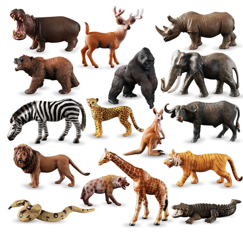 正版全新仿真动物模型套装 儿童玩具动物老虎狮子大象长颈鹿模型