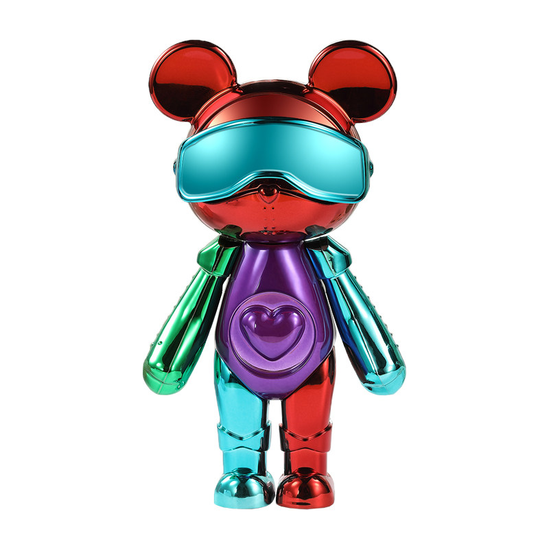 星际熊眼罩眼罩拼色摆件创意家居装饰办公室桌面小熊手办