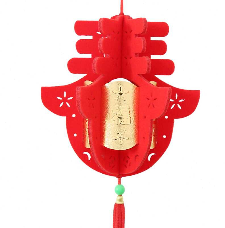 植绒小灯笼挂饰饰礼盒装新年装饰大红户外室内灯笼