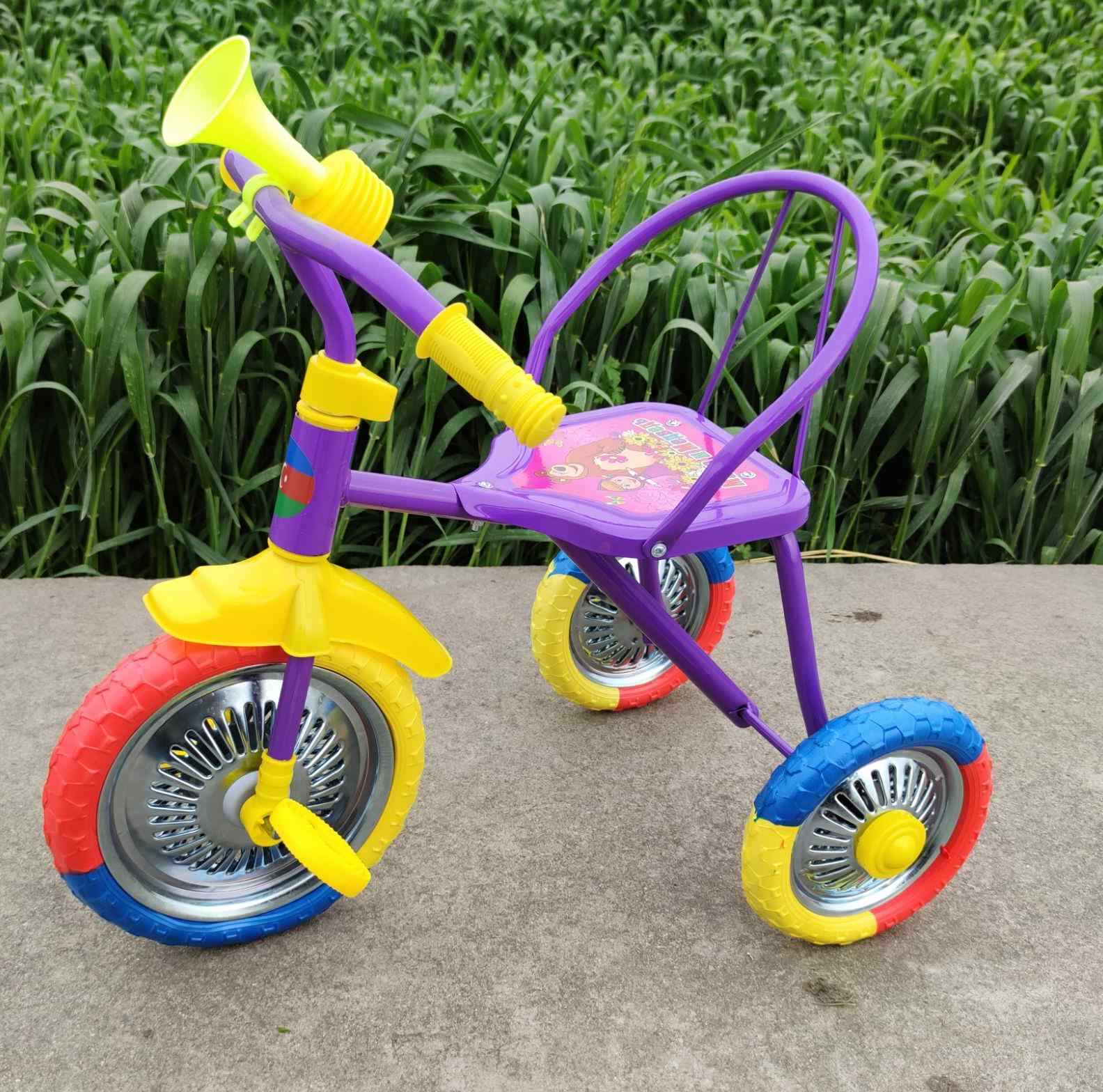 脚踏车经典怀旧儿童三轮车复古铁质简易童车老式三轮车