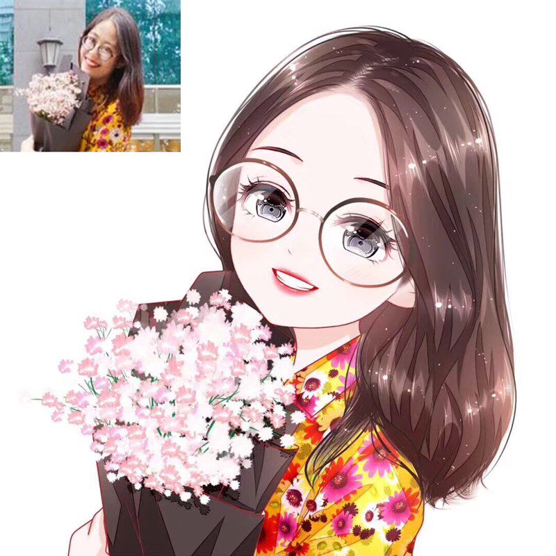 电子版卡通漫画肖像画照片设计ps真人转手手绘情侣头像手绘真人漫画