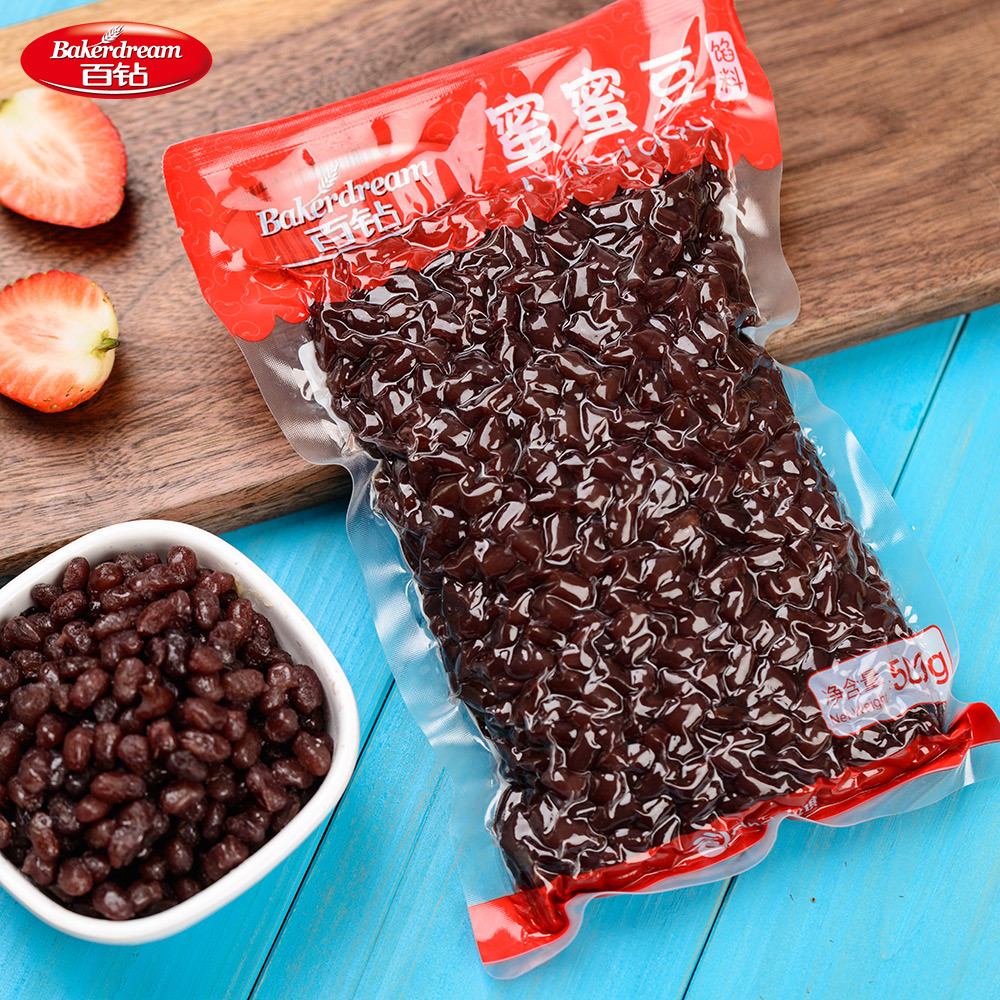 百钻蜜蜜豆红小豆熟红豆粒即食糖蜜豆赤小豆奶茶烘焙月饼馅料500g