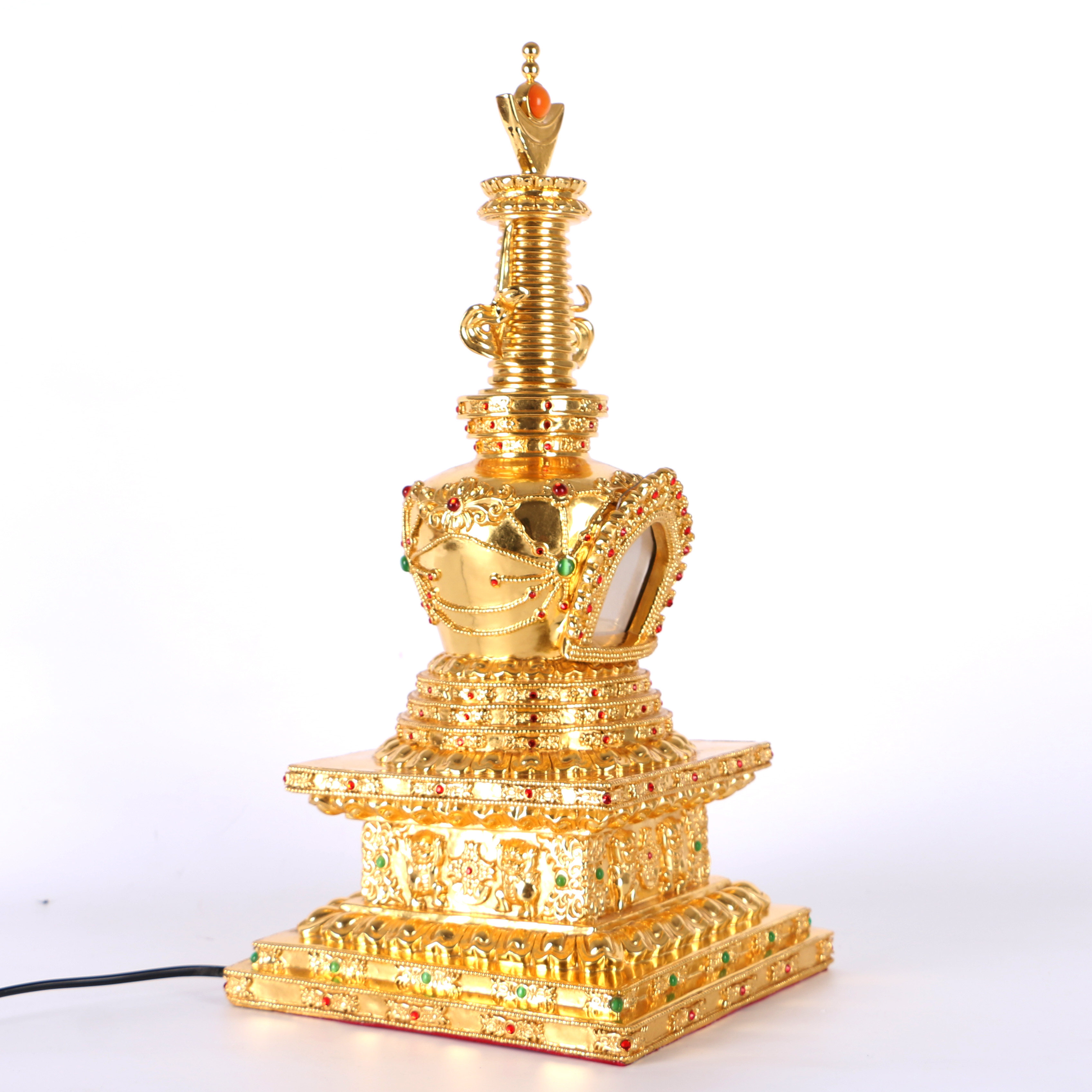 舍利塔佛塔大号装藏舍利纯铜贴金藏传佛教摆件