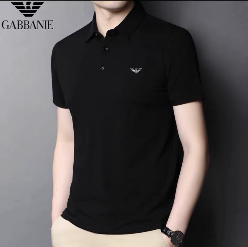 2022新款阿玛尼男装短袖t恤纯棉夏季纯色时尚青年翻领休闲polo衫