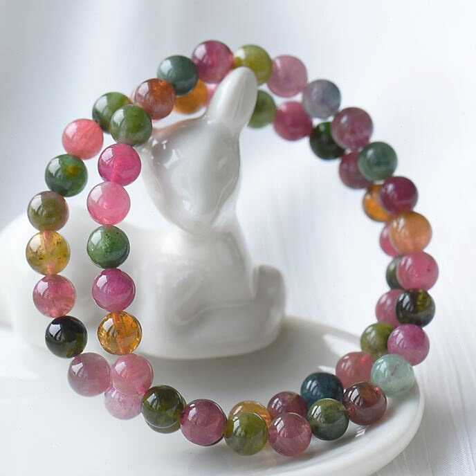 碧玺三缘证宝手链女高性价比含蓝糖果单圈手水晶饰品礼物手链