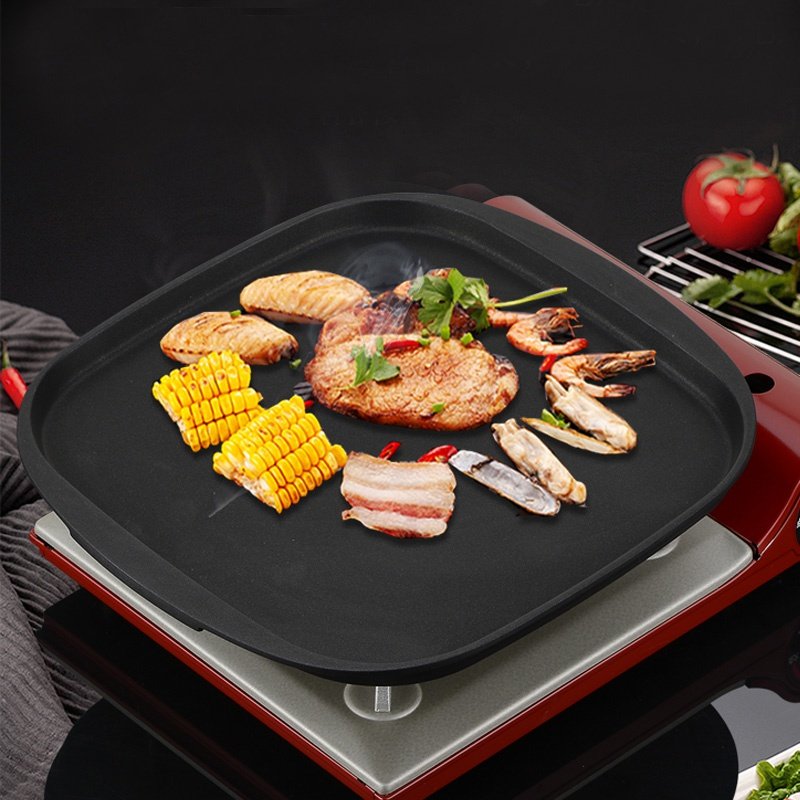 烤盘岩谷卡式炉方形粘板烧卡磁炉煎炒瓦斯炉烧烧烤盘