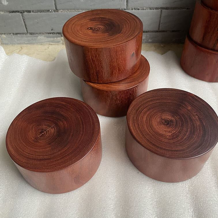 圆柱摆件血檀抛光打磨非洲小叶紫檀底座赞比亚木雕