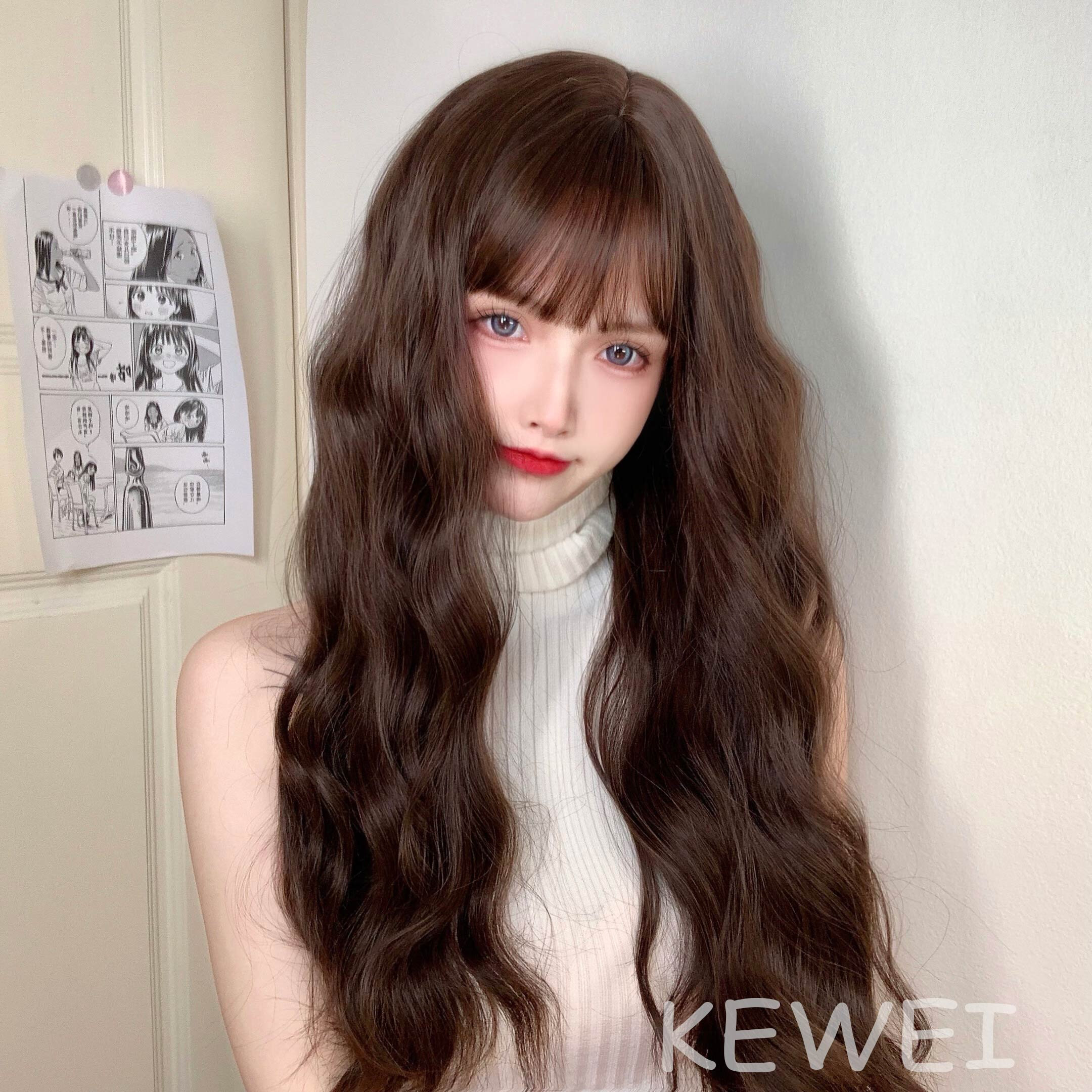 假发韩系长卷发水波纹日常时尚大波波浪空气日常整顶假发