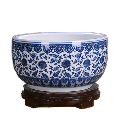 景德镇陶瓷碗莲花盆青花瓷盆家用