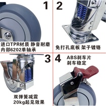 Universal Wheels 3 Inch 4 Inch 5 Inch Flat Rubber Silent Hand Tug Trolley Equipment Wheels Spring Damping Caster Wheels
